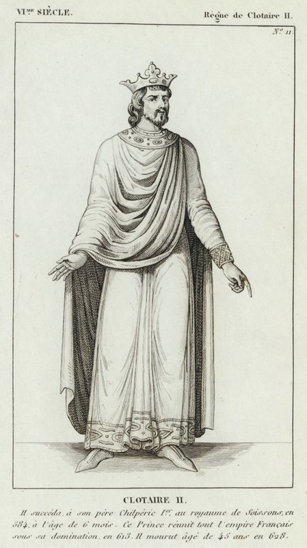 VI. század, Clotaire uralkodása II, Clotaire II (metszet) alkotó: French School