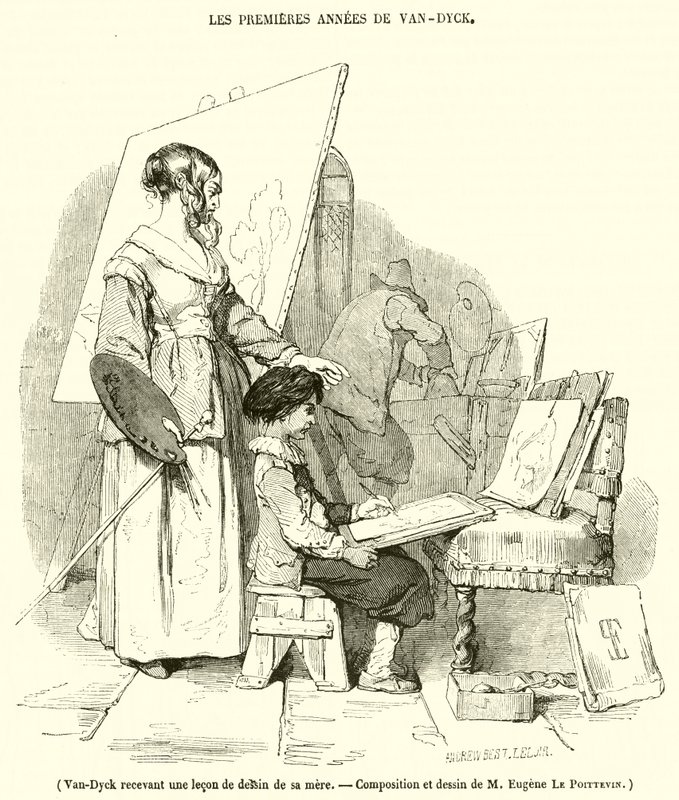 Van-Dyck rajzleckét kapott az anyjától (metszet) alkotó: French School