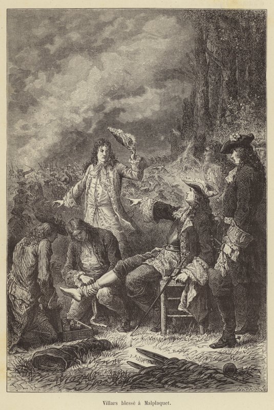 Villars megsebesíti Malplaquet (metszet) alkotó: French School