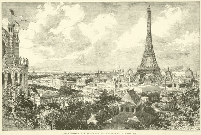Az egyetemes kiállítás átfogó képe, a Trocadero palotából (metszet) alkotó: French School