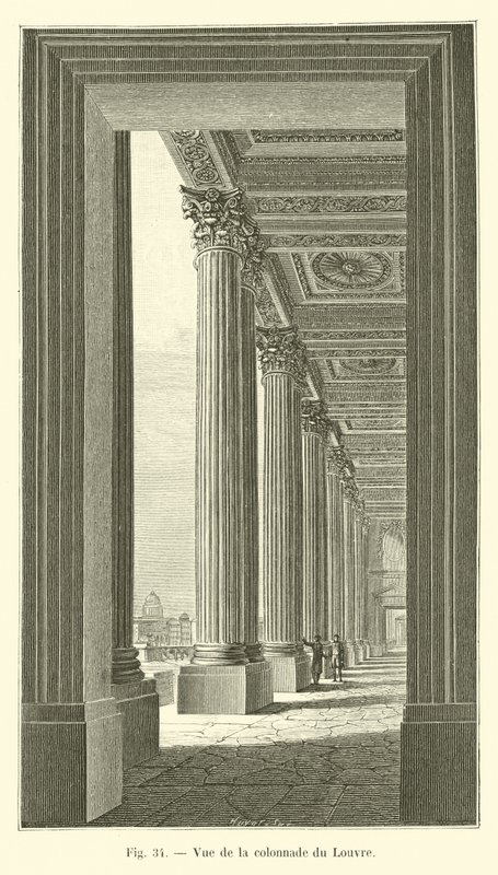 Kilátás a Louvre oszlopcsarnokára alkotó: French School