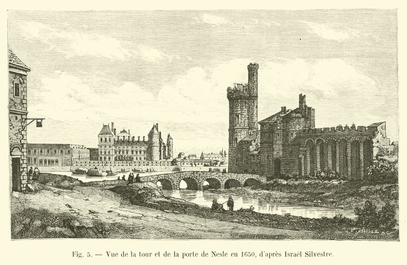 Kilátás a Nesle-toronyra és a kapura 1650-ben, Israel Silvestre után alkotó: French School