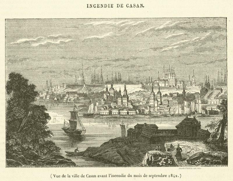 Casan város látképe a tűzvész előtt, 1842 szeptemberében (metszet) alkotó: French School