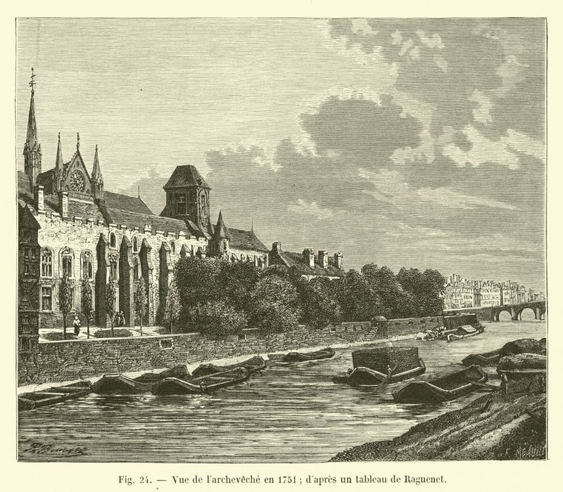 Az érsekség látképe 1751-ben; Raguenet festménye után alkotó: French School