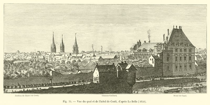 Kilátás a rakpartra és a Hotel de Contira, a La Belle után, 1640 alkotó: French School