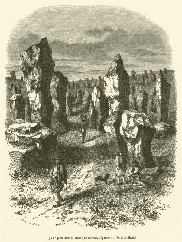 Nézet Carnac területén, Morbihan megyében (metszet) alkotó: French School