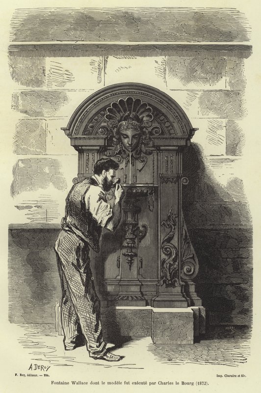 Charles Auguste Lebourg által tervezett Wallace-kút, Párizs, 1872 alkotó: French School