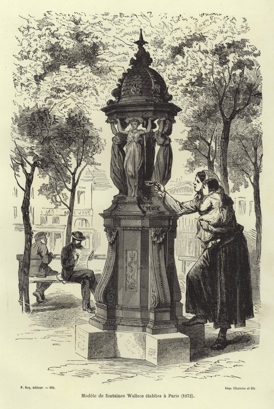 1872-ben Párizsban telepítették a Wallace-kút alkotó: French School