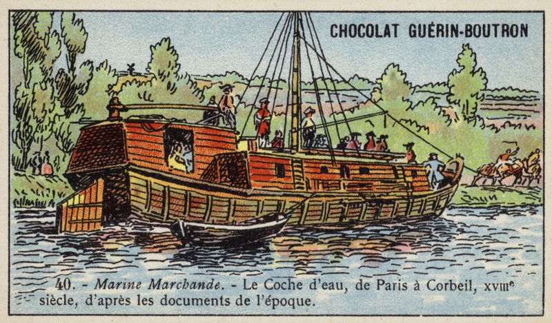 Vízikocsi Párizsból Corbeilbe alkotó: French School