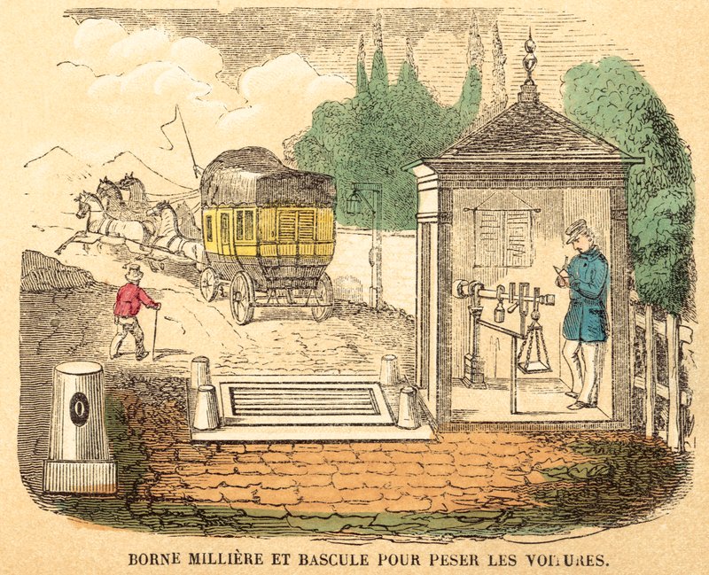 Súlyok és méretek (színes gravírozás) alkotó: French School