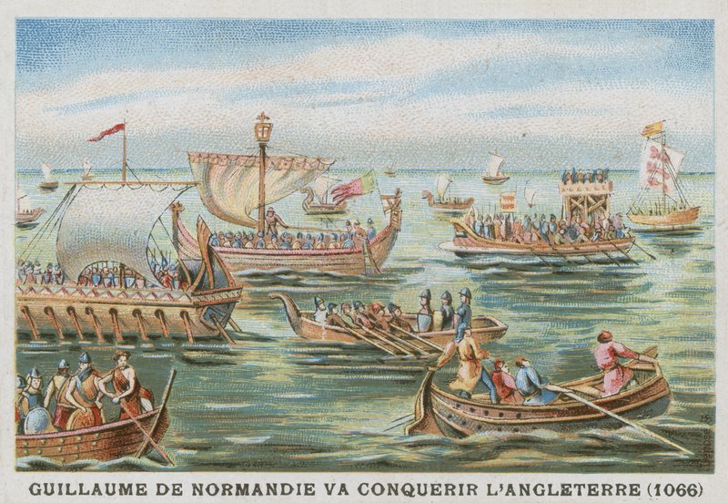 Hódító Vilmos útban Anglia meghódítására, 1066 alkotó: French School