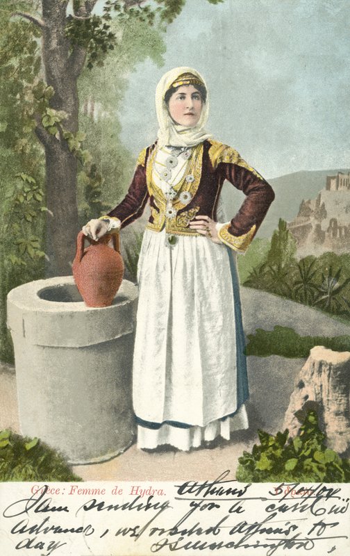 Nő a görögországi Hydra szigetéről (színes fotó) alkotó: French School