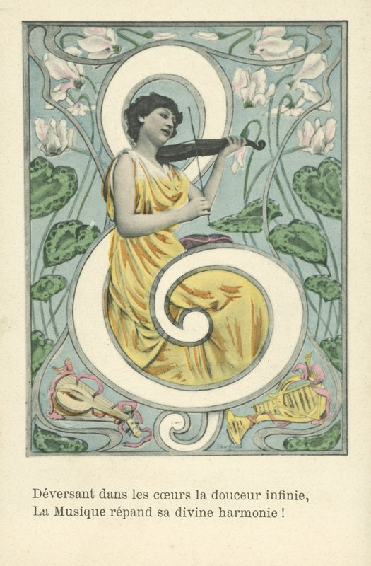 Nő szopránkulcsban (színes litográfia) alkotó: French School