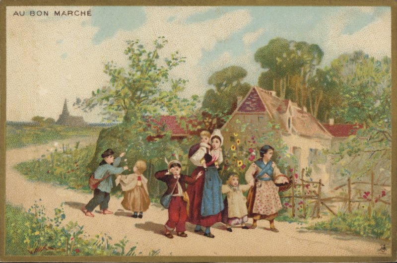 Nők és gyerekek gyaloglás alkotó: French School