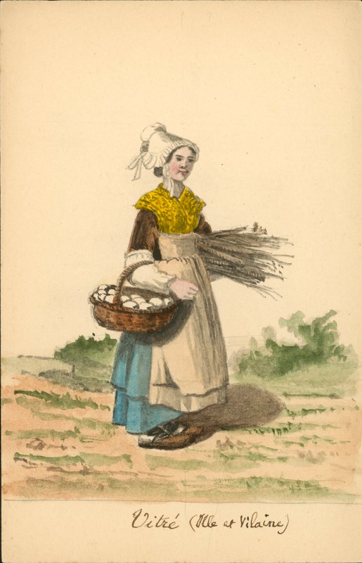 Vitre-i női viselet, Ille-et-Vilaine (színes litográfia) alkotó: French School