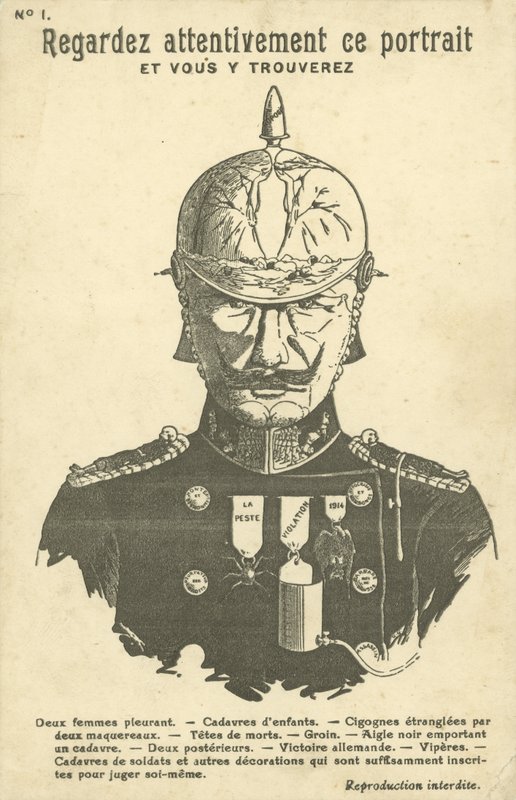 világháborús németellenes propaganda képeslap (litho) alkotó: French School