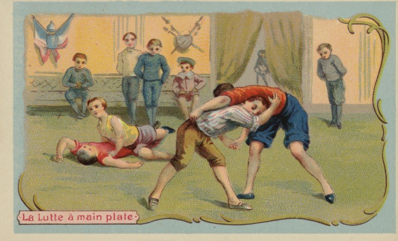 Birkózás (chromolitho) alkotó: French School