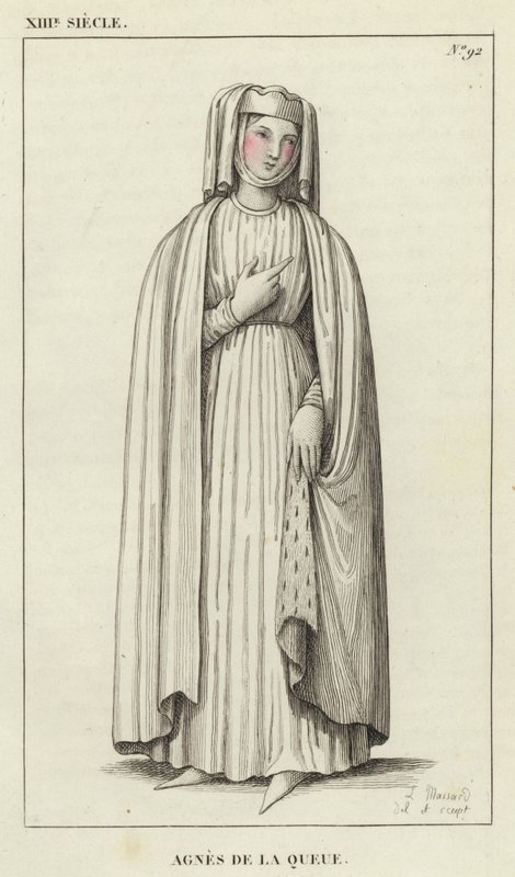 XIII. század, Agnes de la Queue (színes metszet) alkotó: French School