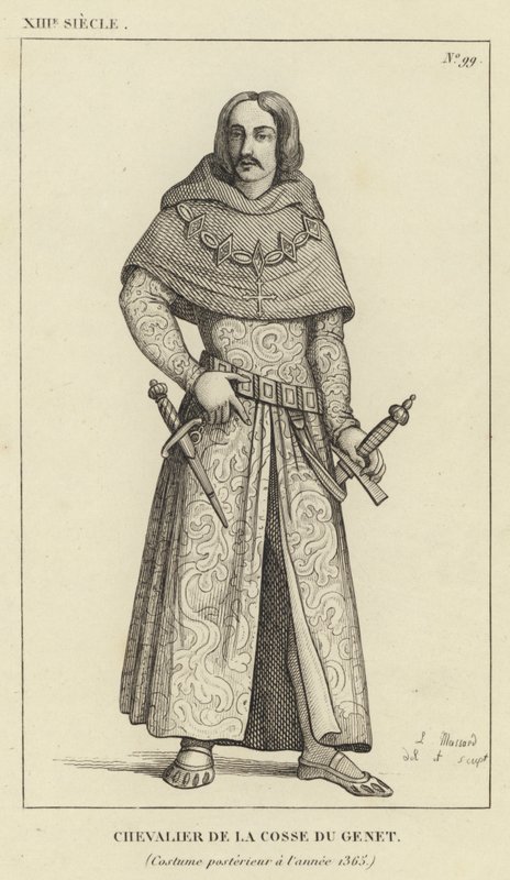 XIII. század, Genet hüvely lovagja, 1365 utáni jelmez (metszet) alkotó: French School