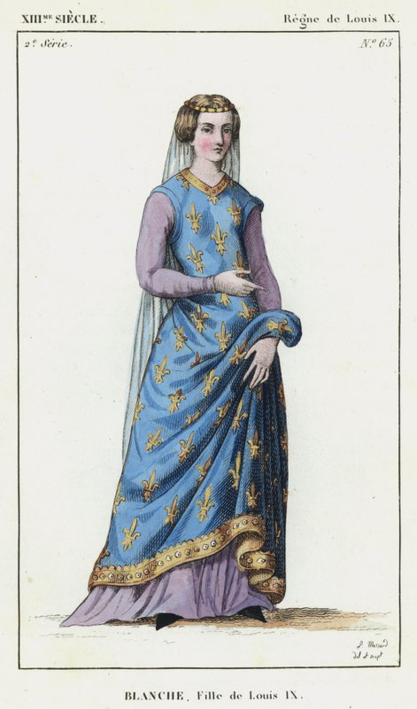 XIII. század, IX. Lajos uralkodása, Blanche, IX. Lajos lánya (színes metszet) alkotó: French School