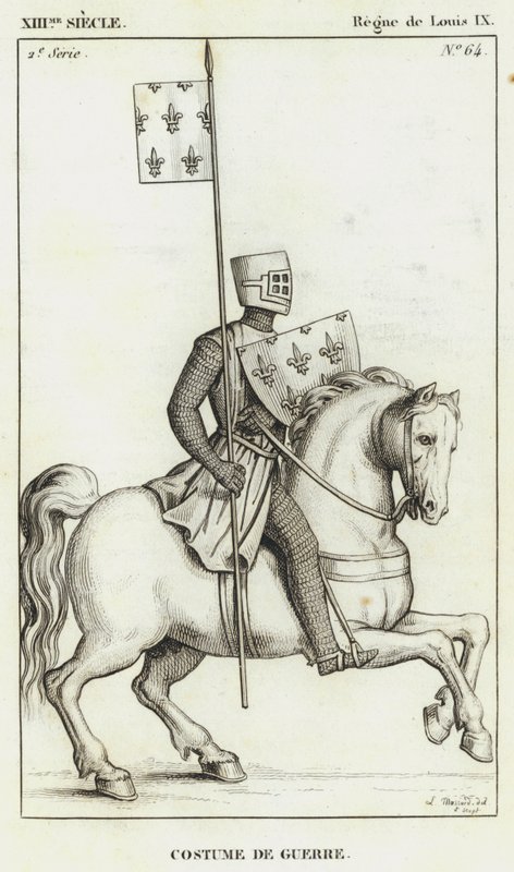 XIII. század, IX. Lajos uralkodása, Háborús jelmez (metszet) alkotó: French School
