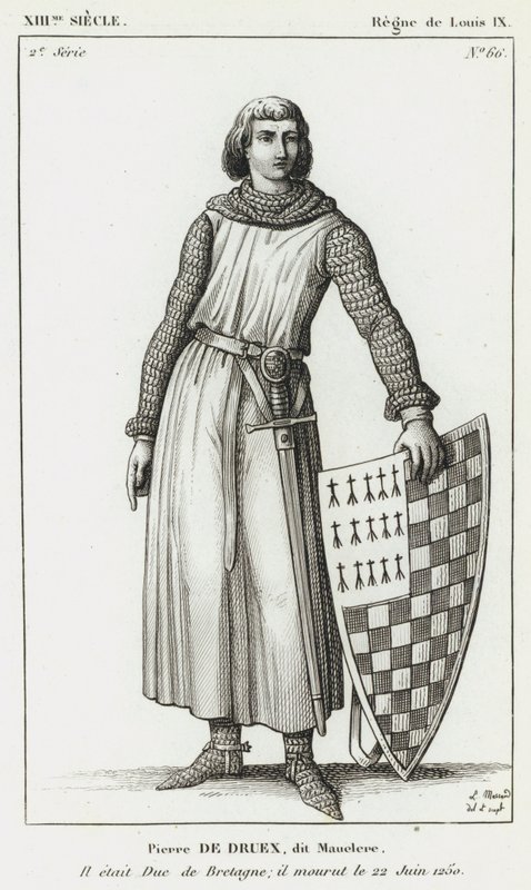 XIII. század, Louix IX uralkodása, Pierre de Druex, dit Mauclere, Bretagne hercege volt; 1250. június 22-én halt meg (metszet) alkotó: French School