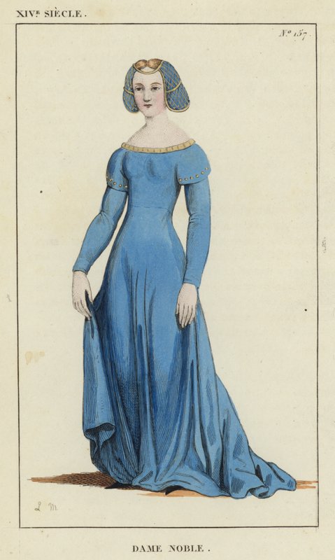 XIV. Siecle, Dame Noble (színes metszet) alkotó: French School
