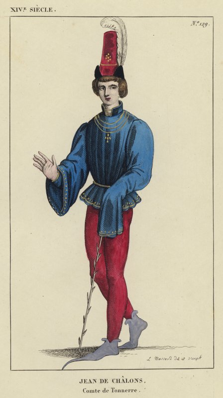 XIV. század, Jean de Chalons, Tonnerre grófja (színes metszet) alkotó: French School