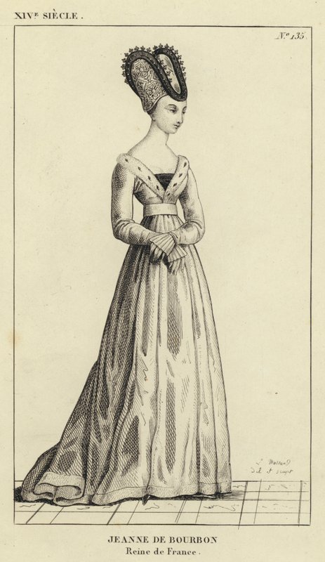 XIV. század, Jeanne de Bourbon, Franciaország királynője (metszet) alkotó: French School