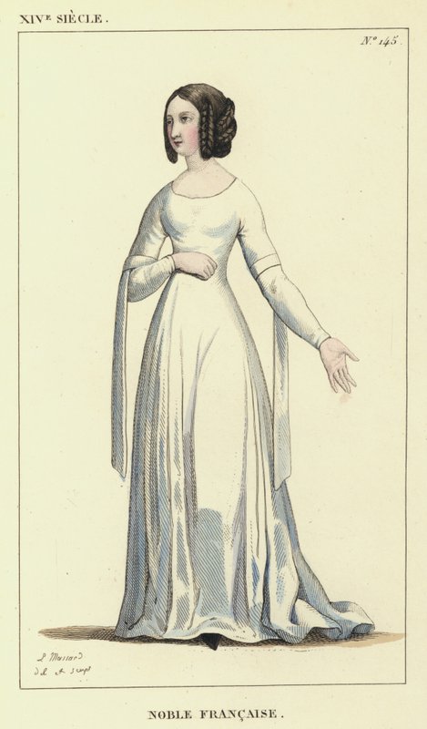 XIV. Siecle, Noble Francaise (színes metszet) alkotó: French School