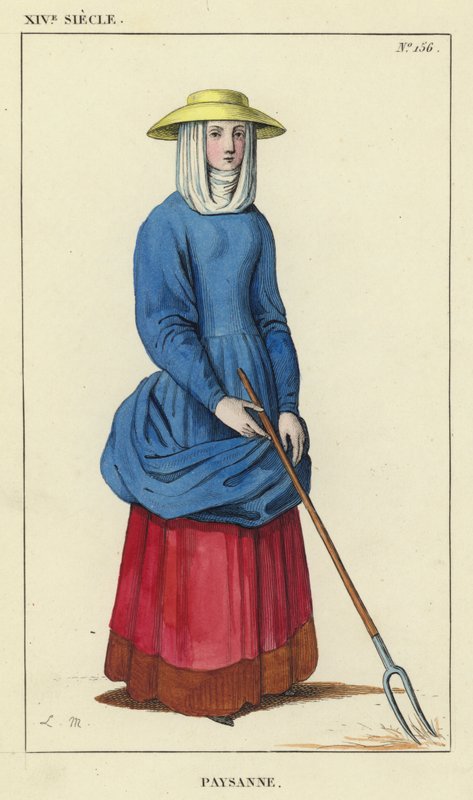 XIV. század, Parasztasszony (színes metszet) alkotó: French School