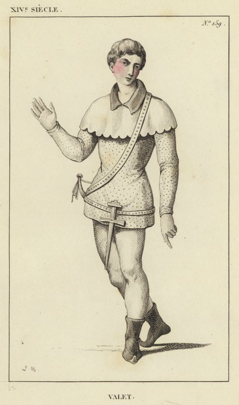 XIV Siecle, Valet (színes metszet) alkotó: French School
