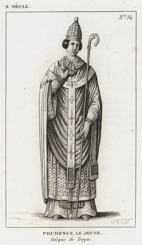 X. század, Prudence ifjabb, Troyes püspöke (metszet) alkotó: French School