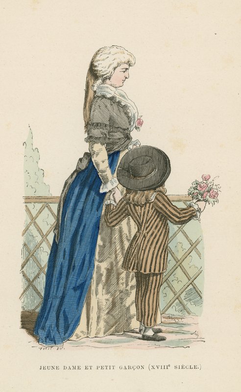 Fiatal nő és kisfiú, 18. század alkotó: French School