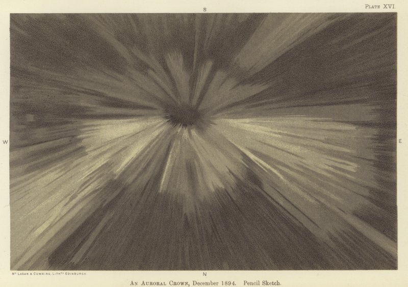 Egy fénykorona, 1894. december, ceruzavázlat (színes litó) alkotó: Fridtjof Nansen