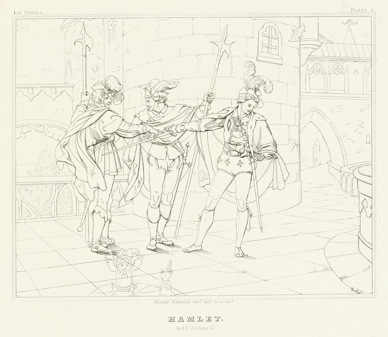 Hamlet, I. felvonás, 5. jelenet (metszet) alkotó: Friedrich August Moritz Retzsch