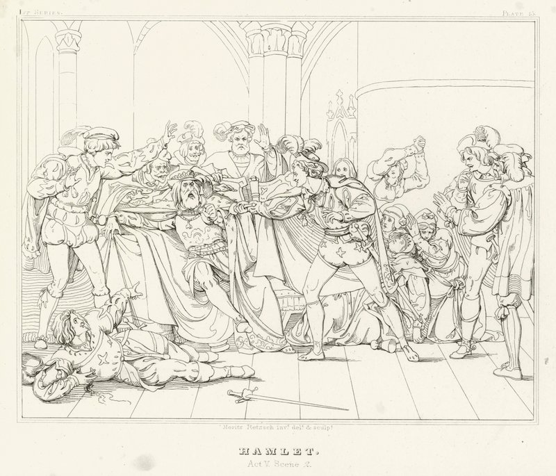 Hamlet, V. felvonás, 2. jelenet (metszet) alkotó: Friedrich August Moritz Retzsch