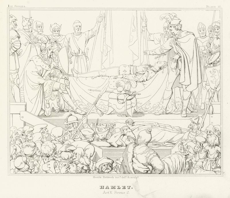 Hamlet, V. felvonás, 2. jelenet (metszet) alkotó: Friedrich August Moritz Retzsch