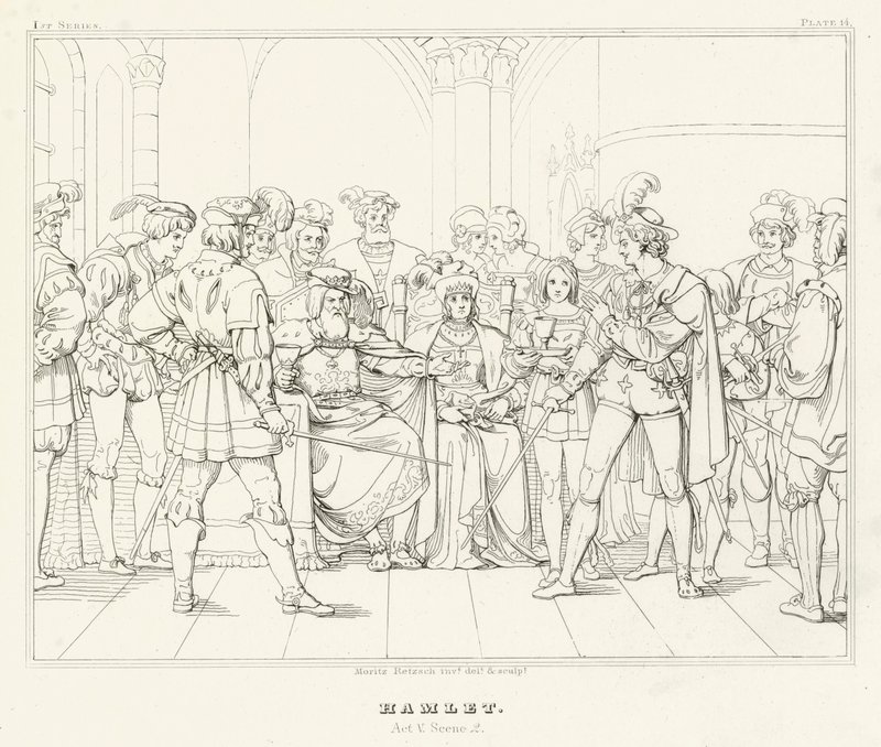 Hamlet, V. felvonás, 2. jelenet (metszet) alkotó: Friedrich August Moritz Retzsch