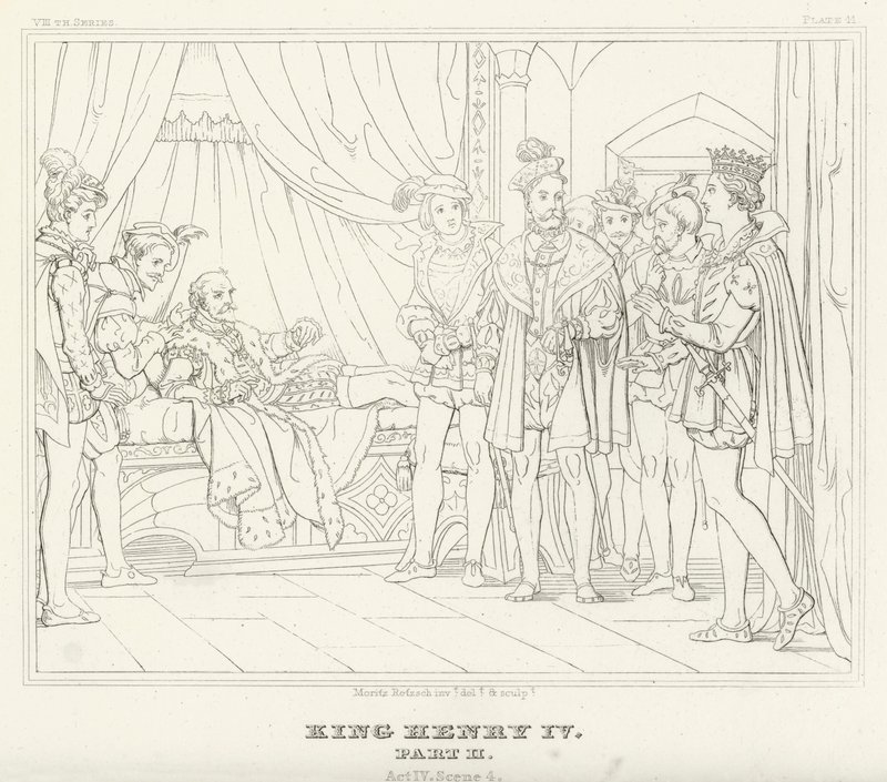 IV. Henrik király, II. rész, IV. felvonás, 4. jelenet (metszet) alkotó: Friedrich August Moritz Retzsch