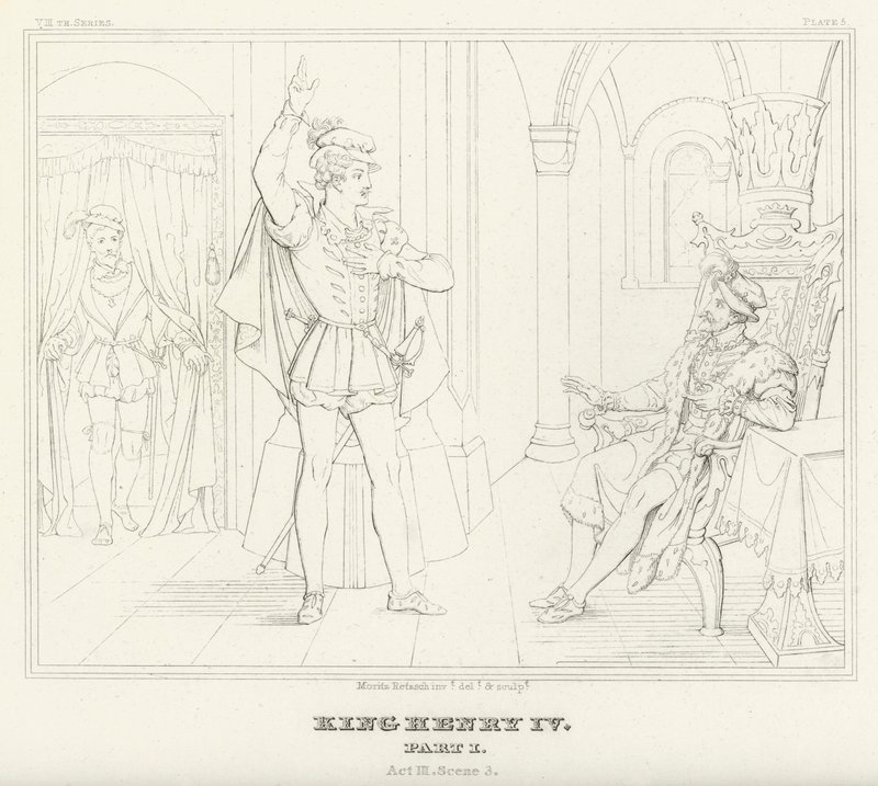 IV. Henrik király, I. rész, III. felvonás, 3. jelenet (metszet) alkotó: Friedrich August Moritz Retzsch