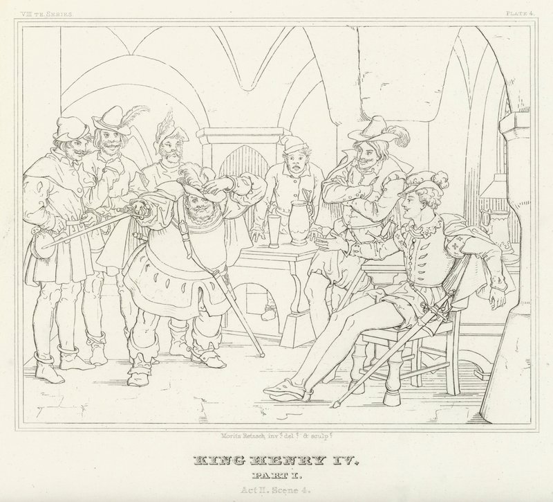 IV. Henrik király, I. rész, II. felvonás, 4. jelenet (metszet) alkotó: Friedrich August Moritz Retzsch
