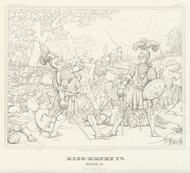 IV. Henrik király, I. rész, V. felvonás, 4. jelenet (metszet) alkotó: Friedrich August Moritz Retzsch