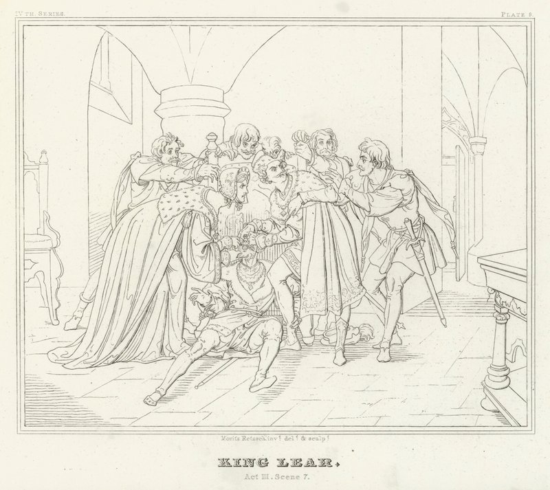 Lear király, III. felvonás, 7. jelenet (metszet) alkotó: Friedrich August Moritz Retzsch