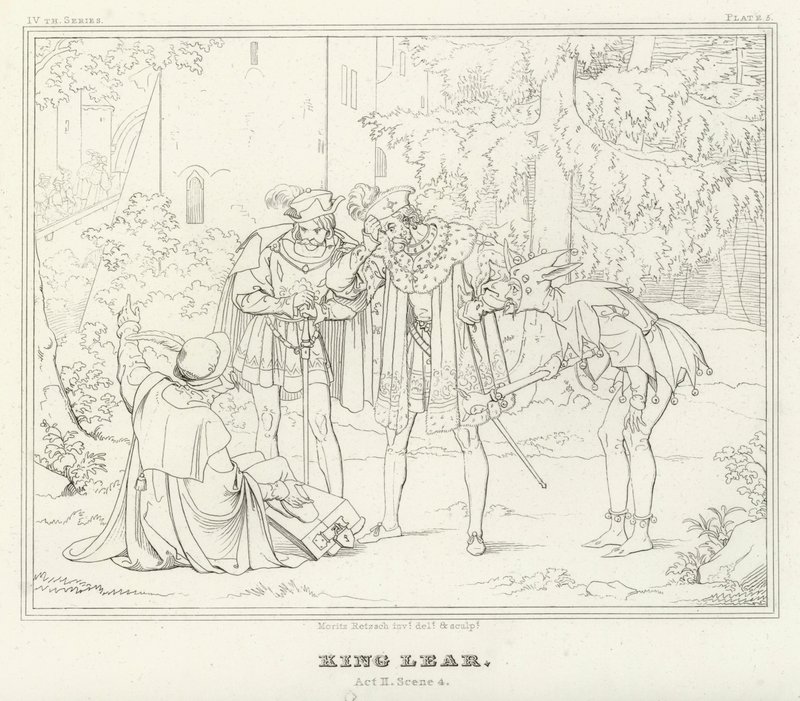 Lear király, II. felvonás, 4. jelenet (metszet) alkotó: Friedrich August Moritz Retzsch