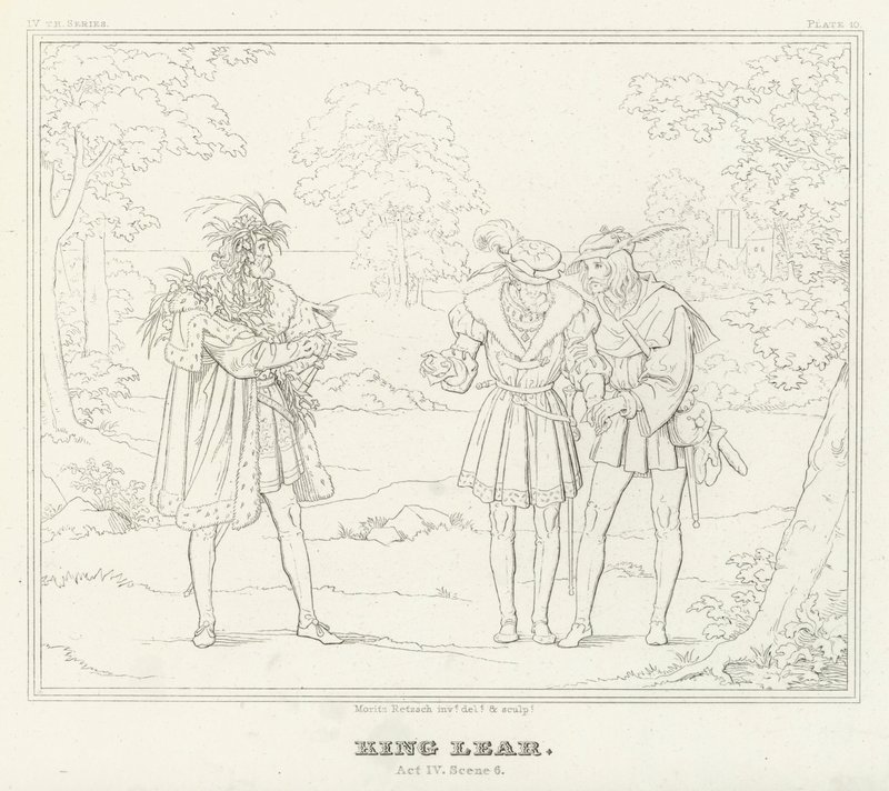 Lear király, IV. felvonás, 6. jelenet (metszet) alkotó: Friedrich August Moritz Retzsch