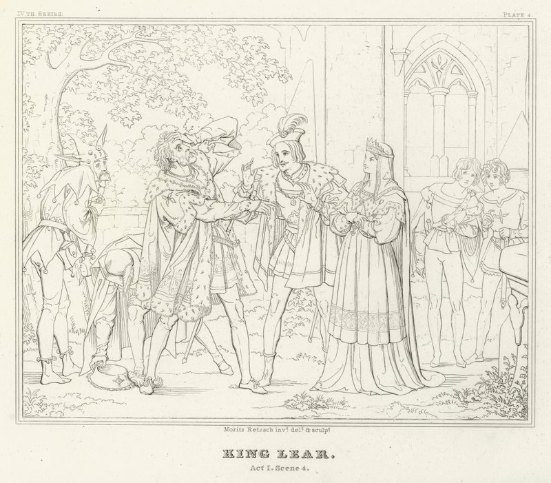 Lear király, I. felvonás, 4. jelenet (metszet) alkotó: Friedrich August Moritz Retzsch