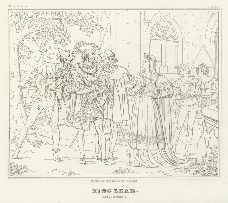 Lear király, I. felvonás, 4. jelenet (metszet) alkotó: Friedrich August Moritz Retzsch