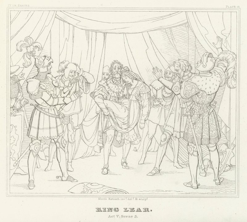 Lear király, V. felvonás, 3. jelenet (metszet) alkotó: Friedrich August Moritz Retzsch