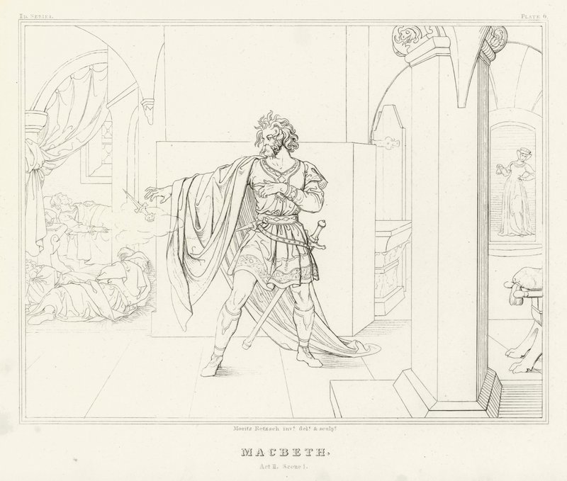 Macbeth, II. felvonás, 1. jelenet (metszet) alkotó: Friedrich August Moritz Retzsch